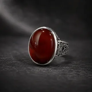Original Yemen Agate Premium Quality (Untreated) 925 Silver - Yamni Aqeeq 4 Yemen Agate Ring Silver 925 1