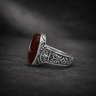Original Yemen Agate Premium Quality (Untreated) 925 Silver - Yamni Aqeeq 2 Yemen Agate Ring Silver 925 3